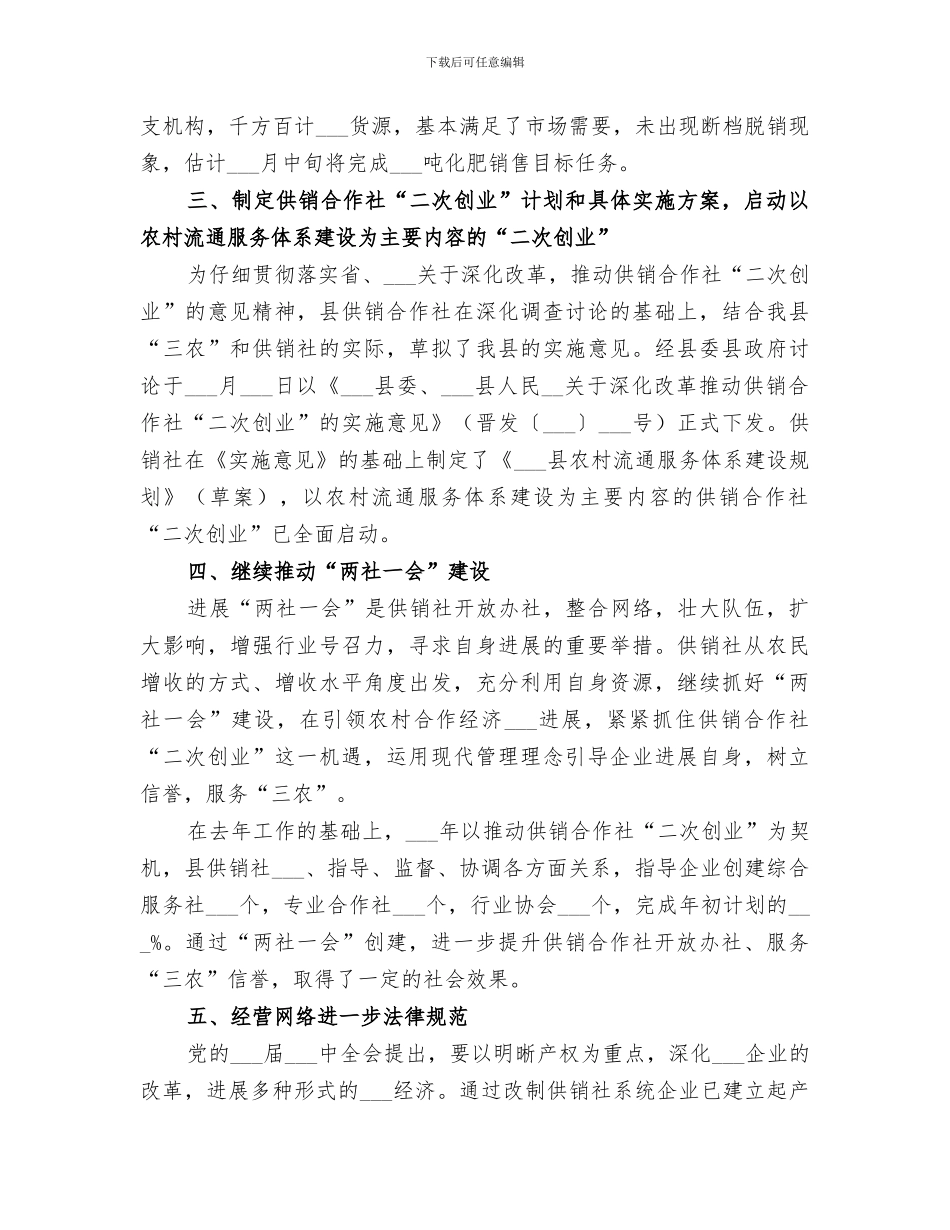 2024年供销社联社工作总结及工作安排_第2页