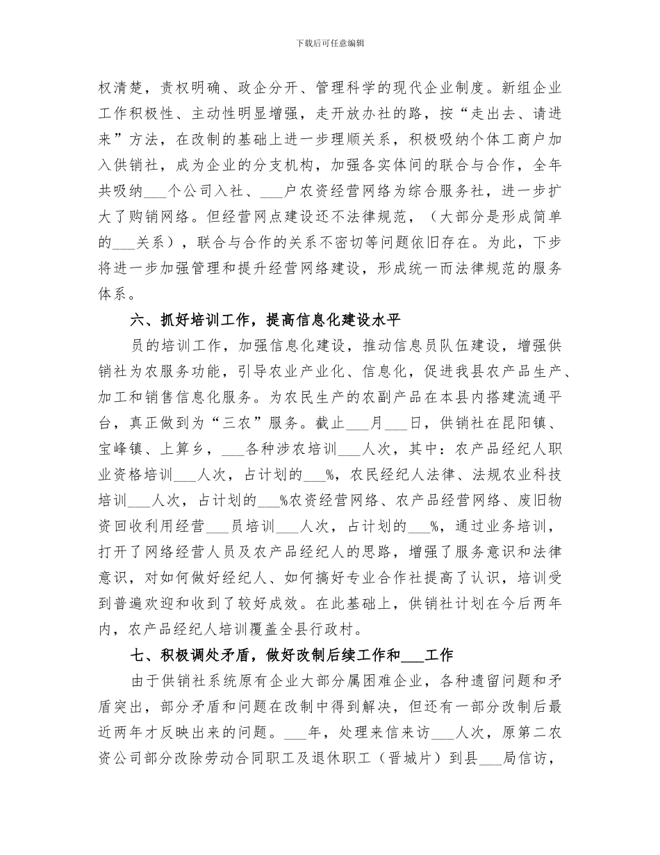 2024年供销社联社工作总结及工作安排_第3页