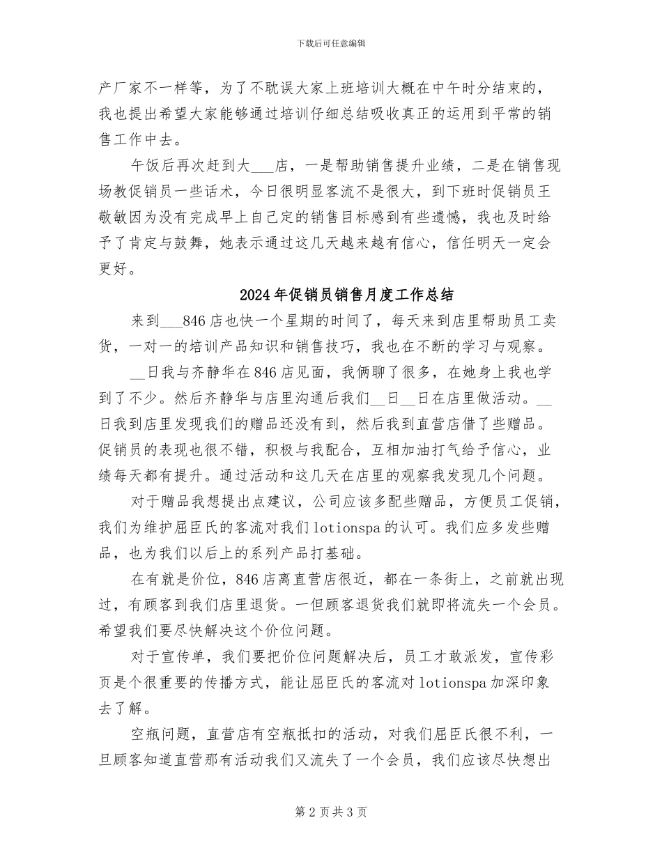 2024年促销员销售工作总结范文_第2页