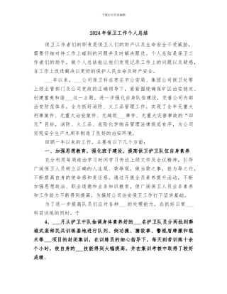 2024年保卫工作个人总结