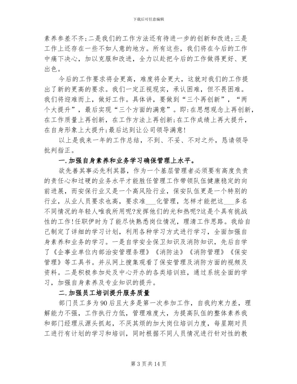 2024年保安队长年终总结范文_第3页