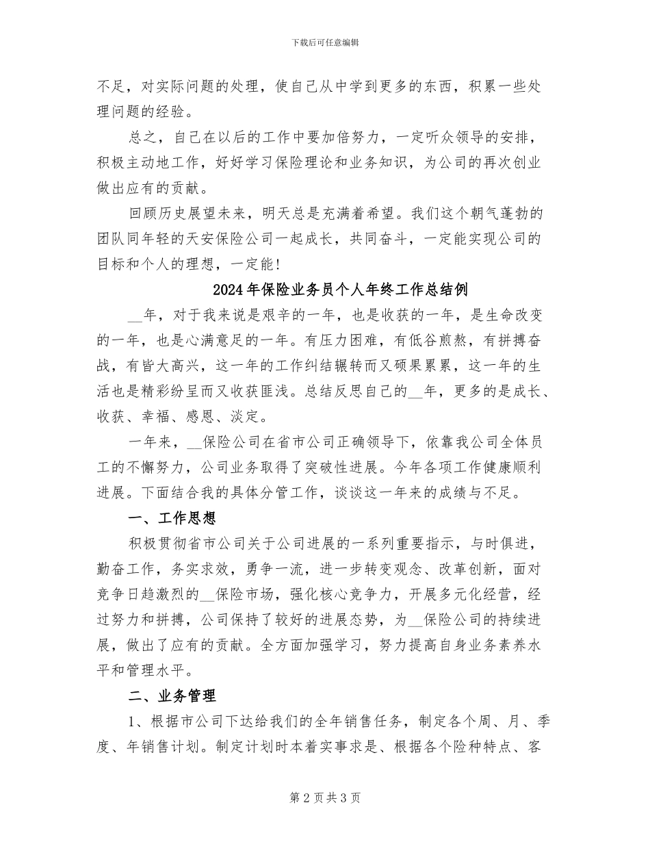 2024年保险业务员个人年终工作总结_第2页
