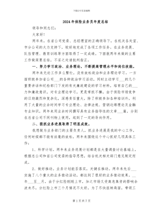 2024年保险业务员年度总结