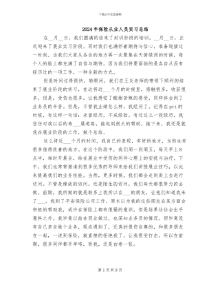 2024年保险从业人员实习总结