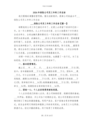 2024年保险公司员工年终工作总结