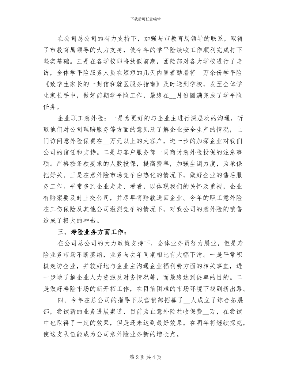 2024年保险公司工作总结精编_第2页