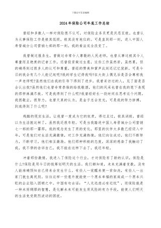 2024年保险公司年底工作总结
