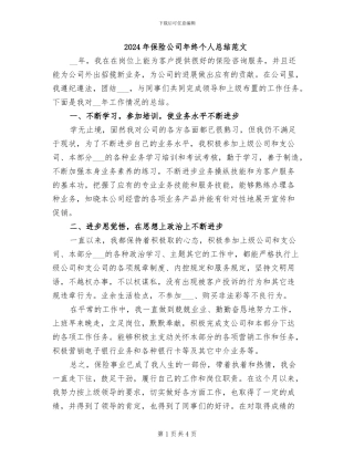 2024年保险公司年终个人总结范文