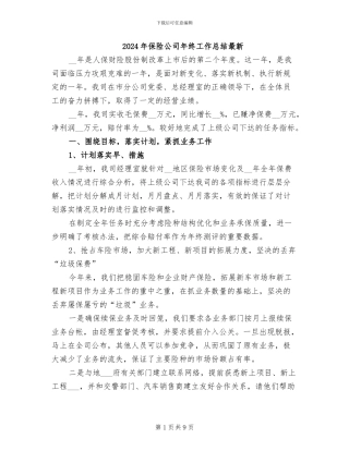 2024年保险公司年终工作总结最新