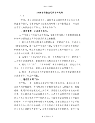 2024年保险公司的年终总结