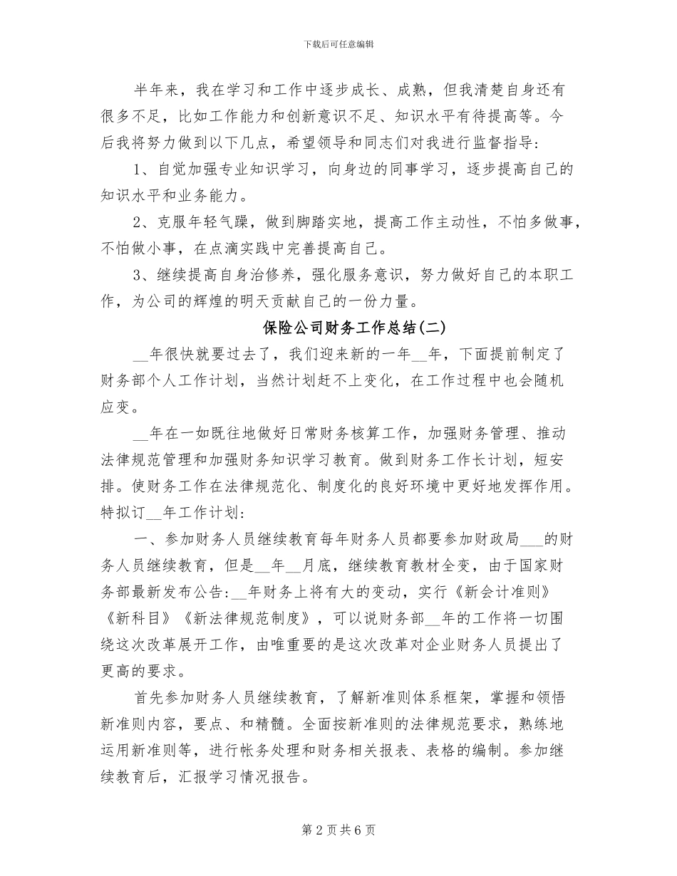 2024年保险公司的财务工作总结_第2页