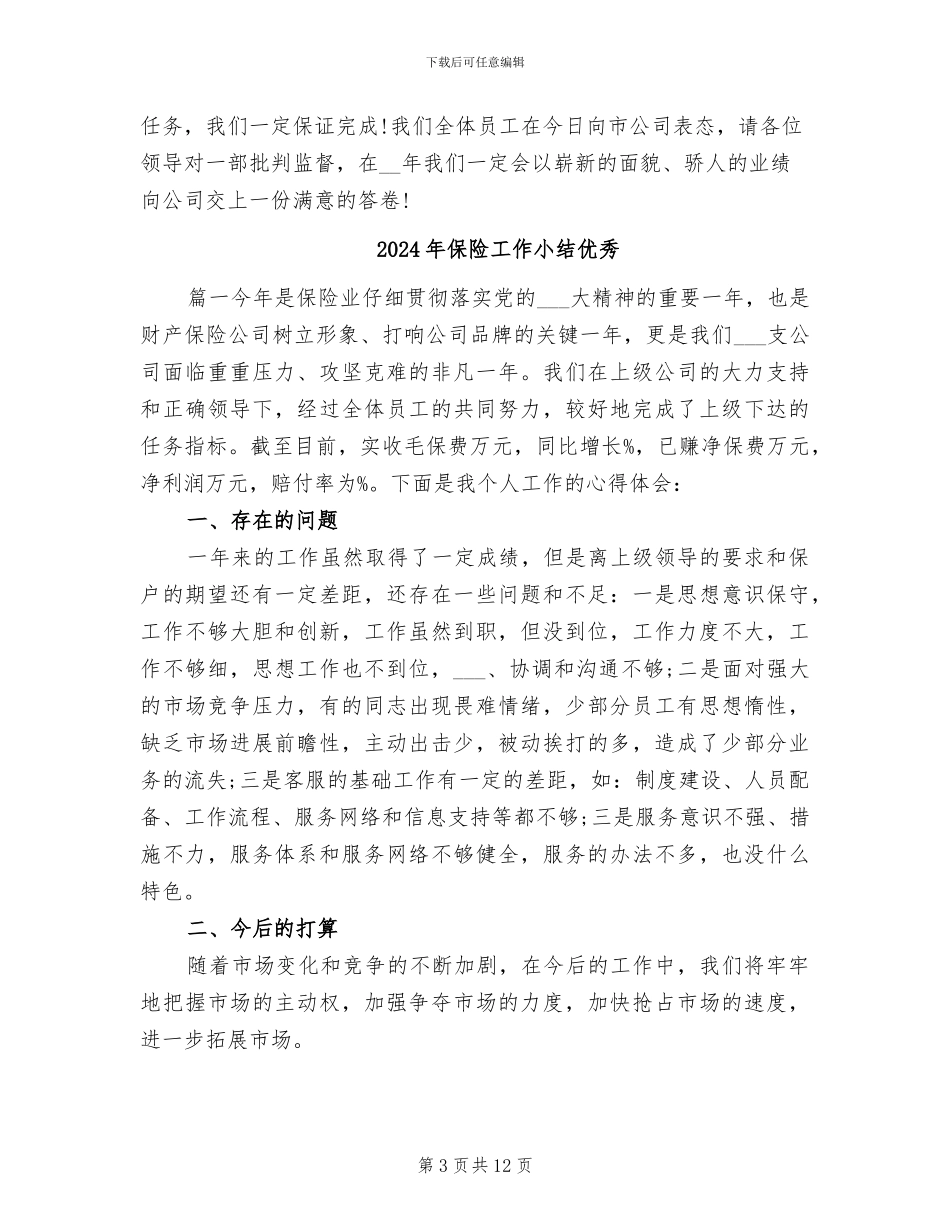 2024年保险工作会议工作总结范文_第3页