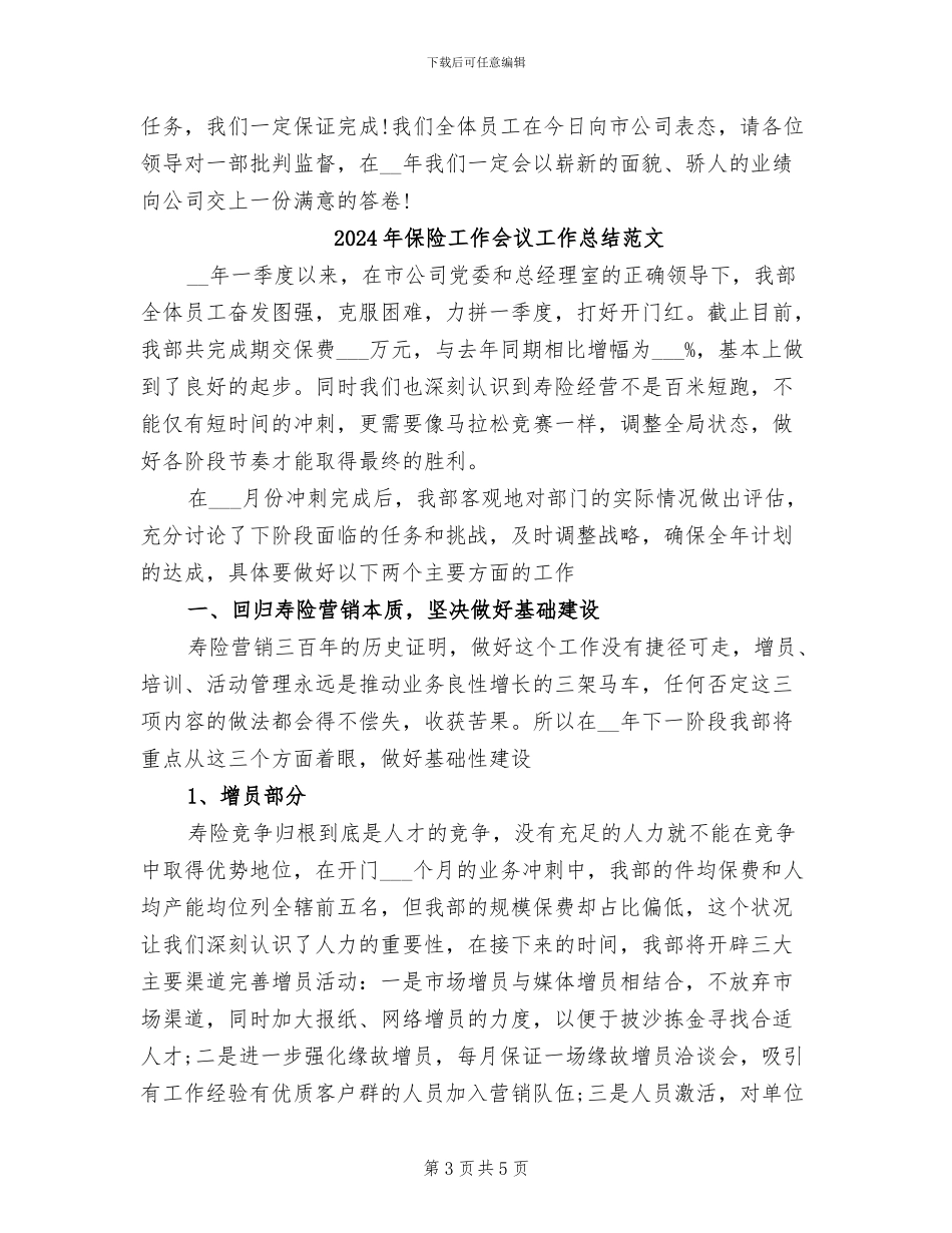 2024年保险工作会议工作总结_第3页