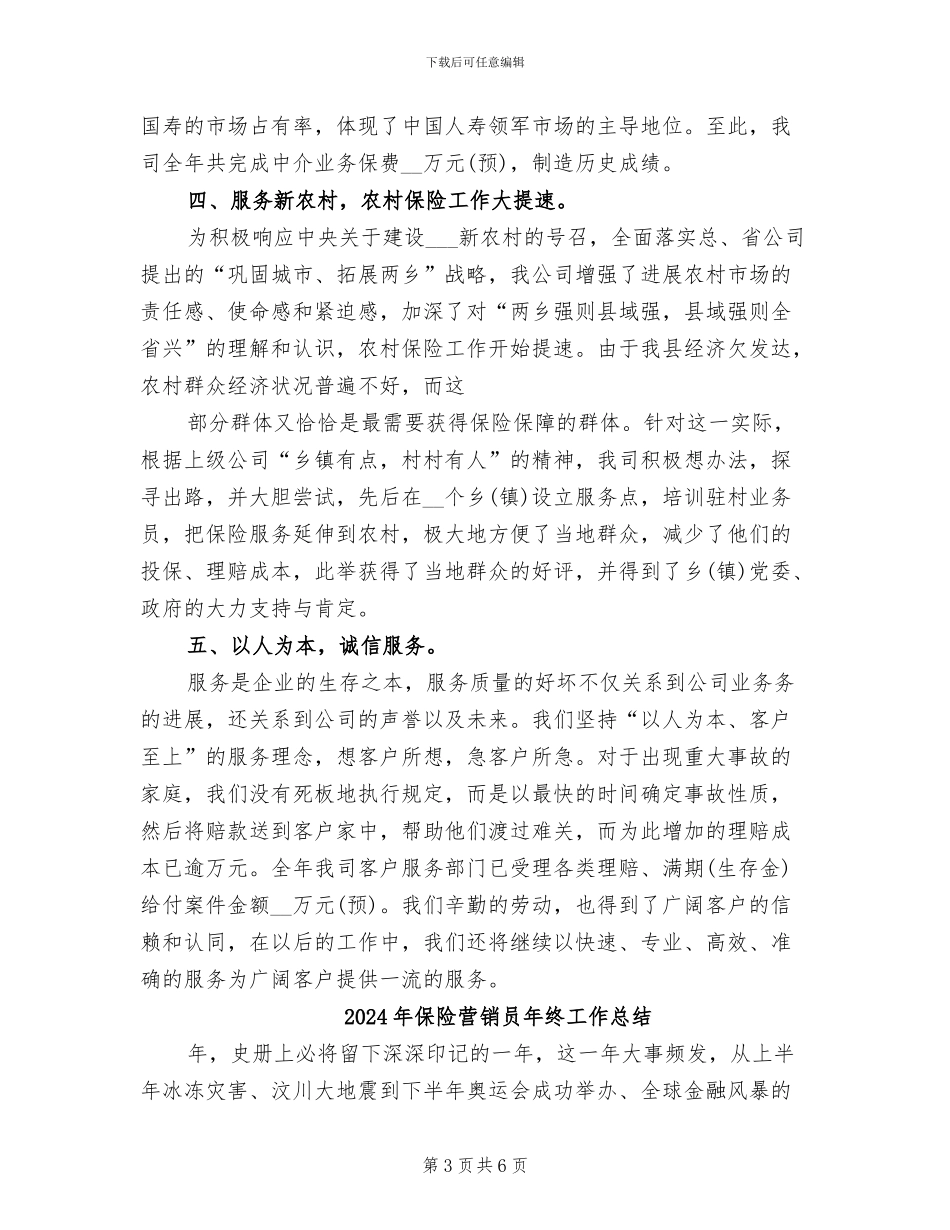 2024年保险营销员年终工作小结_第3页