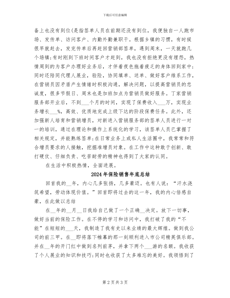 2024年保险销售年底工作总结范例_第2页