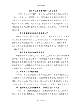 2024年保险销售年终个人总结范文