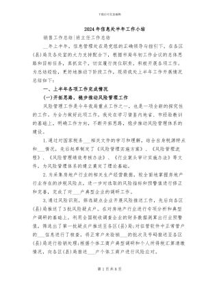 2024年信息处半年工作小结