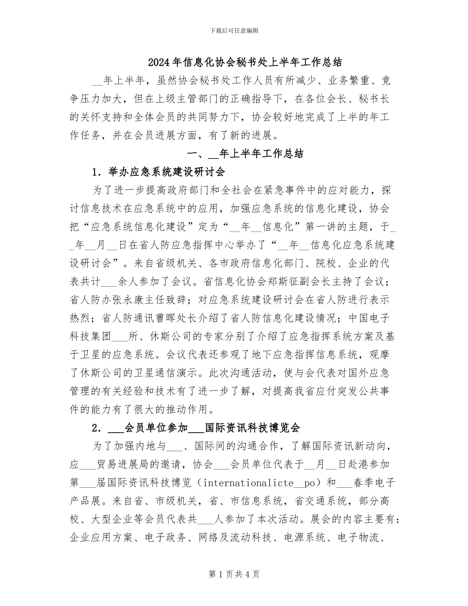 2024年信息化协会秘书处上半年工作总结_第1页