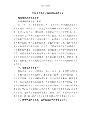 2024年信息技术培训返岗实践总结
