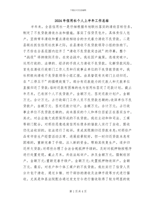 2024年信用社个人上半年工作总结