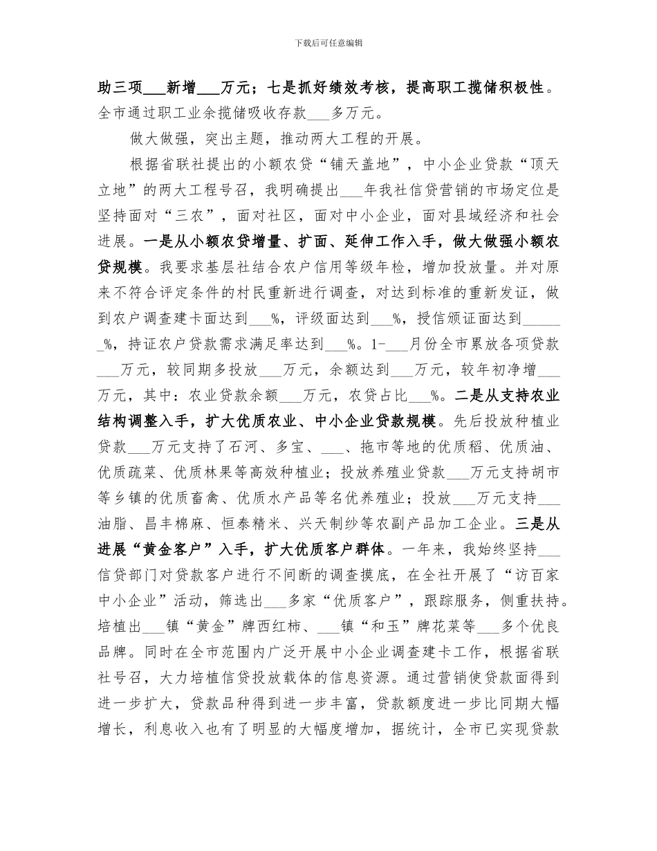 2024年信用社主任年度工作总结范本_第3页