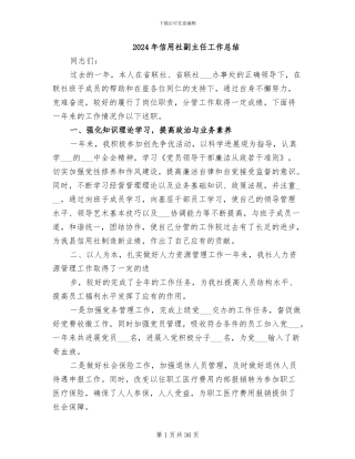 2024年信用社副主任工作总结