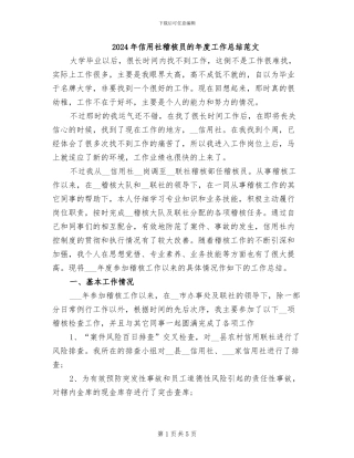 2024年信用社稽核员的年度工作总结范文