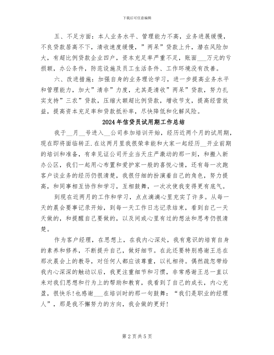 2024年信贷员的年终工作总结_第2页