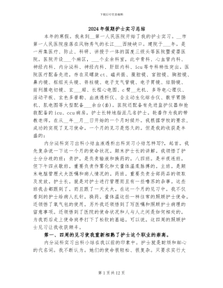 2024年假期护士实习总结