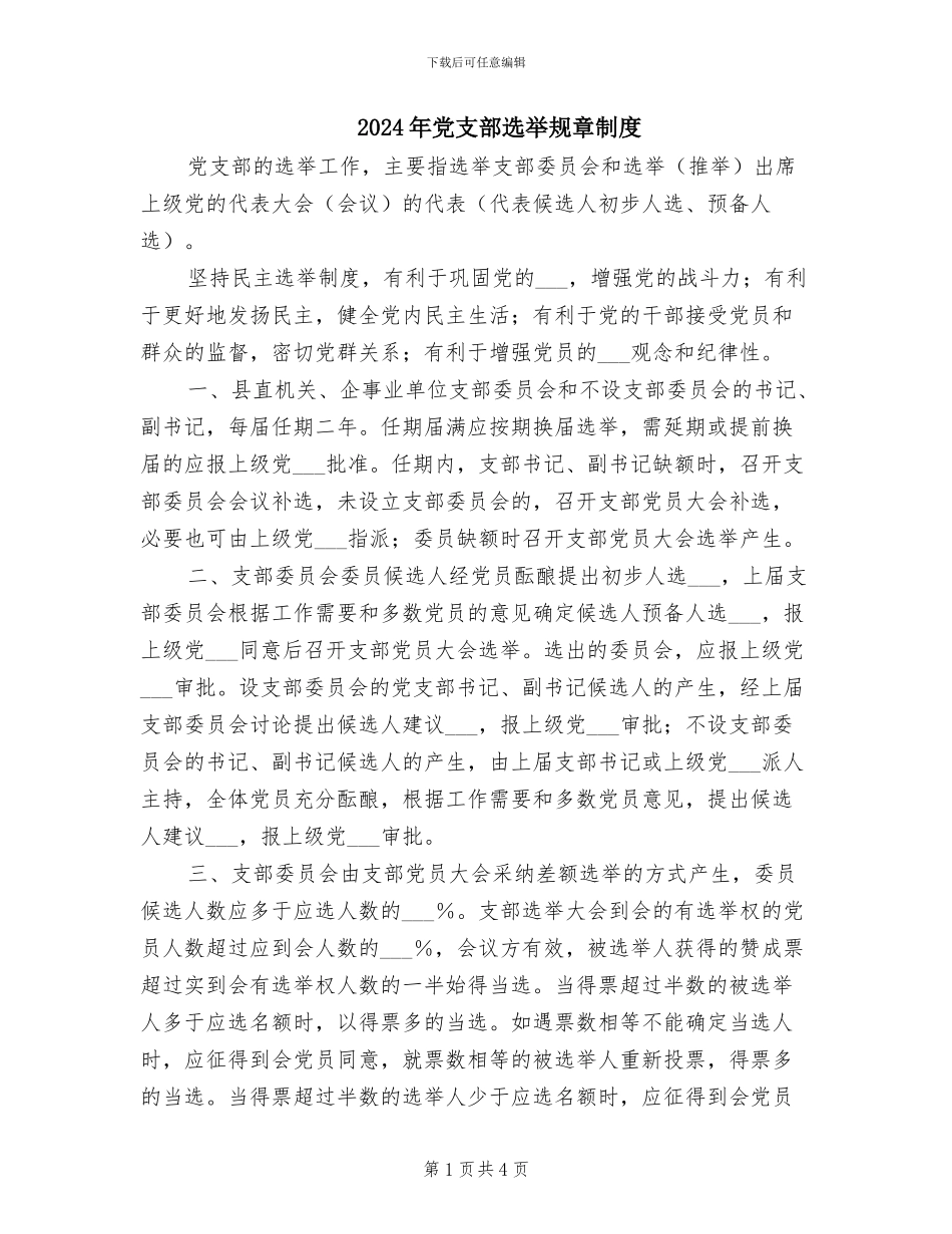 2024年党支部选举规章制度_第1页