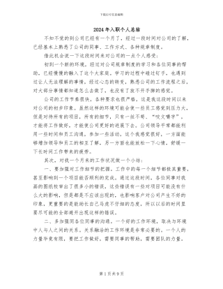 2024年入职个人总结