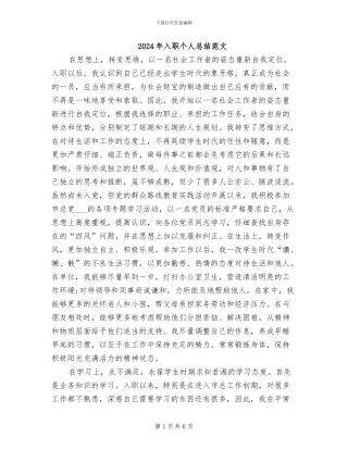 2024年入职个人总结范文