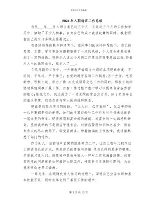 2024年入职转正工作总结