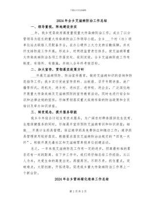 2024年全乡艾滋病防治工作总结