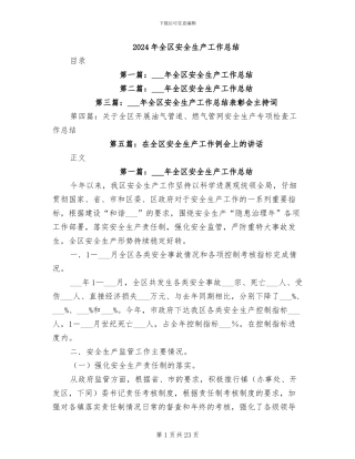 2024年全区安全生产工作总结