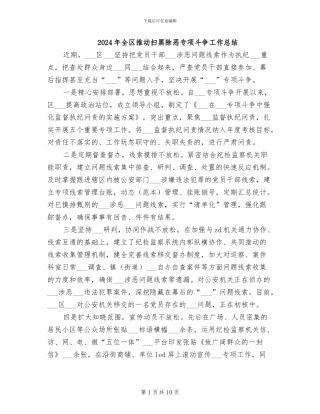 2024年全区推进扫黑除恶专项斗争工作总结