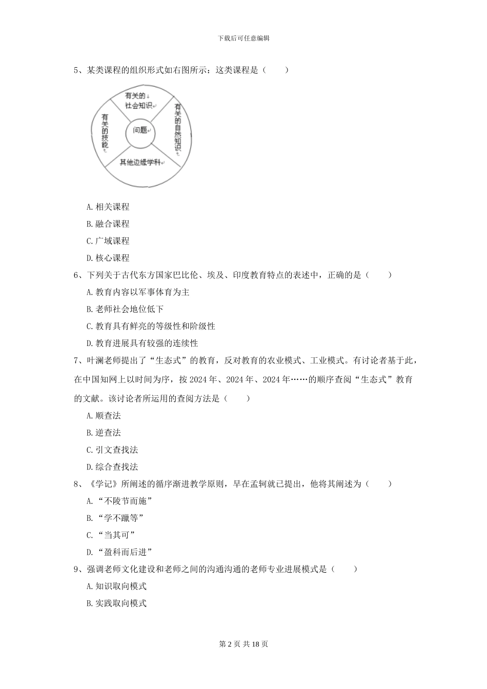 2024年全国教育学专业硕士研究生入学考试过关检测试题_第2页