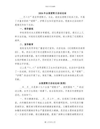 2024年全国爱眼日活动总结