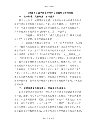 2024年全国节能宣传周和全国低碳日活动总结