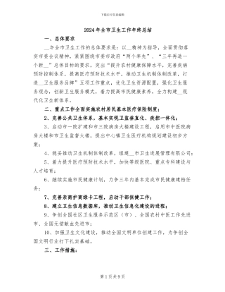 2024年全市卫生工作年终总结
