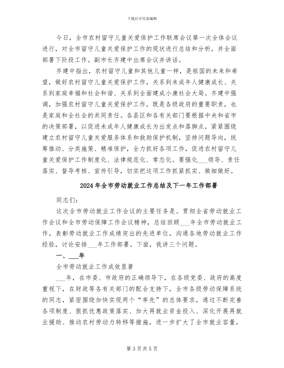 2024年全市农村留守儿童关爱保护工作会议总结_第3页