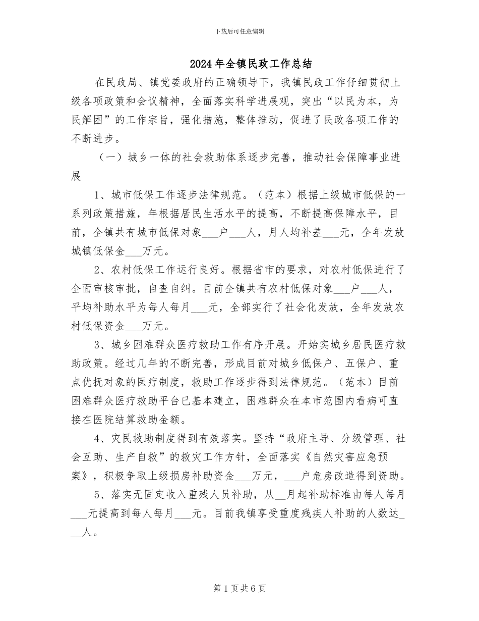 2024年全镇民政工作总结_第1页