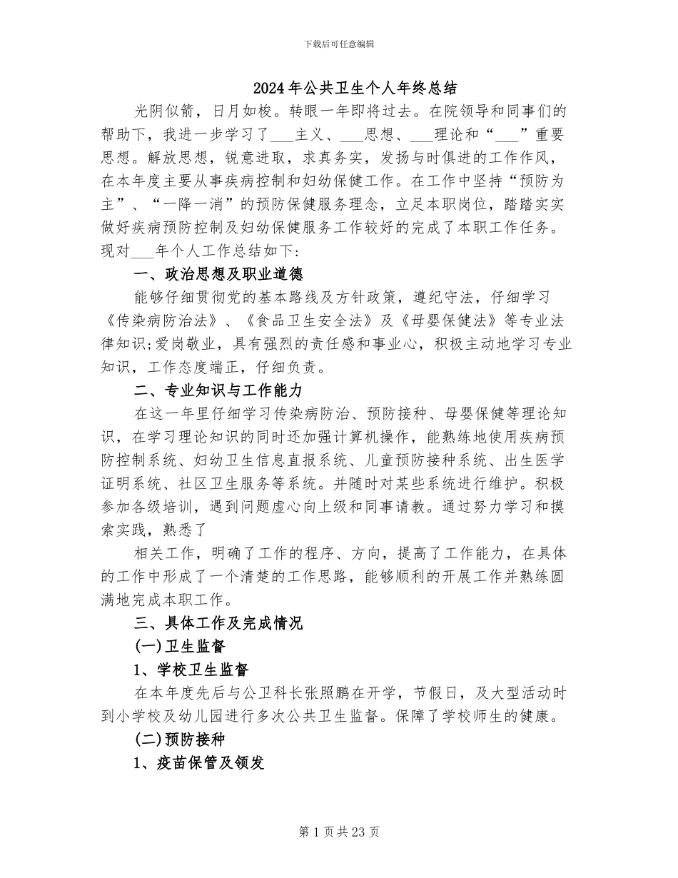 2024年公共卫生个人年终总结_第1页