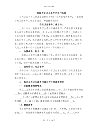 2024年公共卫生半年工作总结
