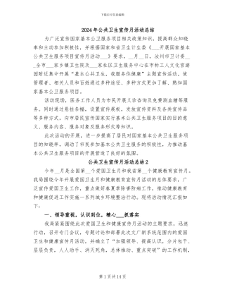 2024年公共卫生宣传月活动总结