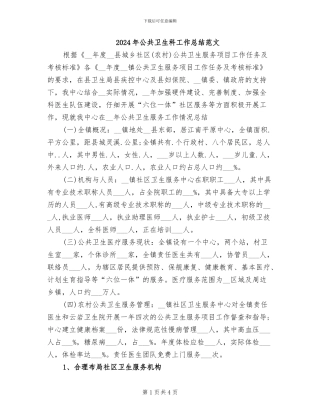 2024年公共卫生科工作总结范文