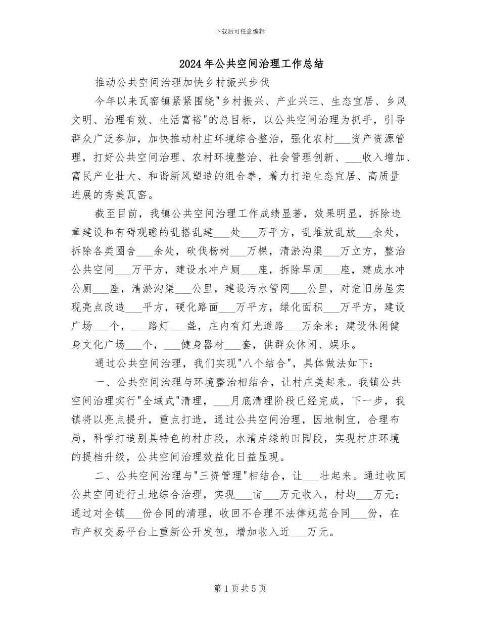 2024年公共空间治理工作总结_第1页