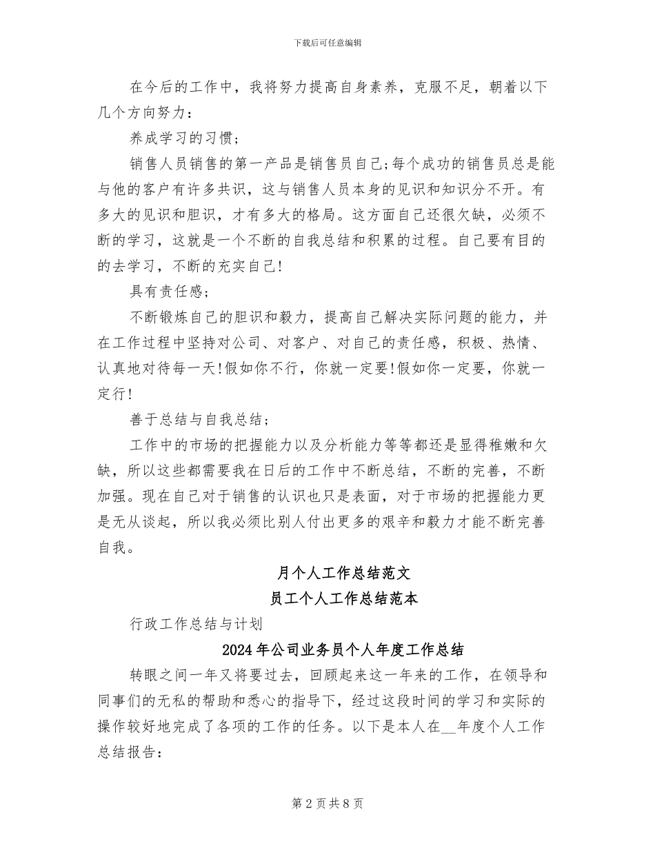 2024年公司业务员个人工作总结及计划_第2页