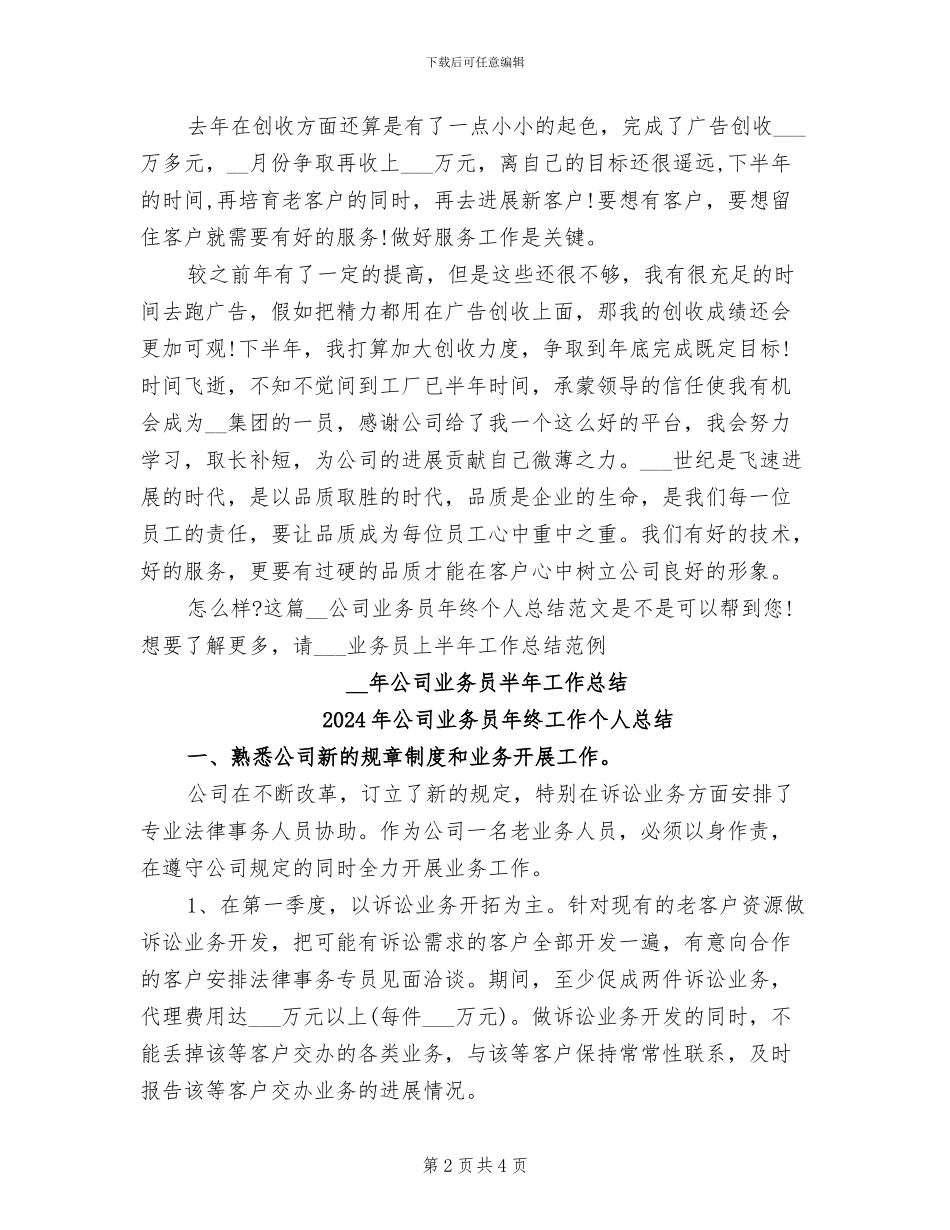 2024年公司业务员年终个人总结范文_第2页