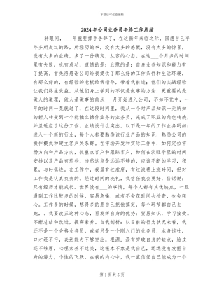 2024年公司业务员年终工作总结